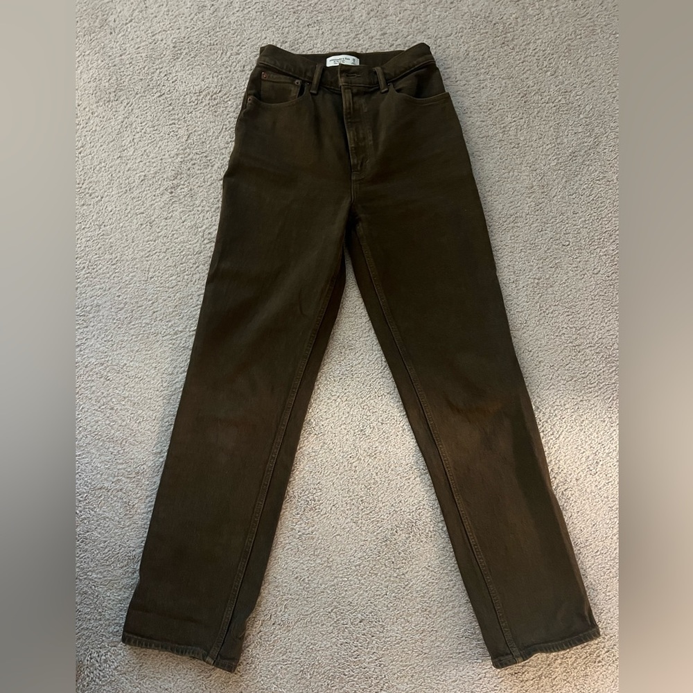 90s straight ultra high rise brown Abercrombie jeans